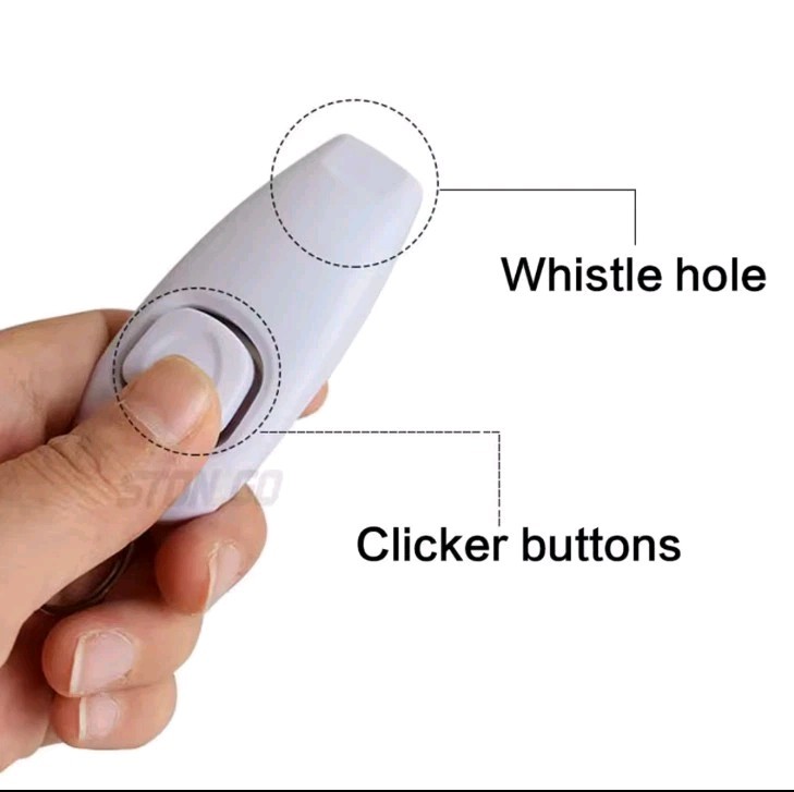 Hot 2 In 1 Cute Shape Dog Whistle Clicker Pet Dog Trainer Aid Guide With Key