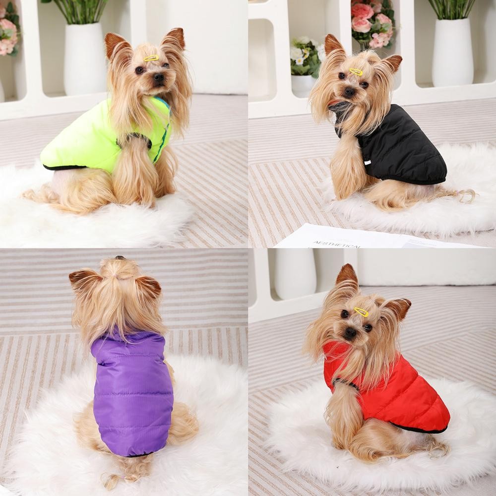 Reversible Waterproof Dog Jacket with Zipper Warm Windproof Pet Coat
