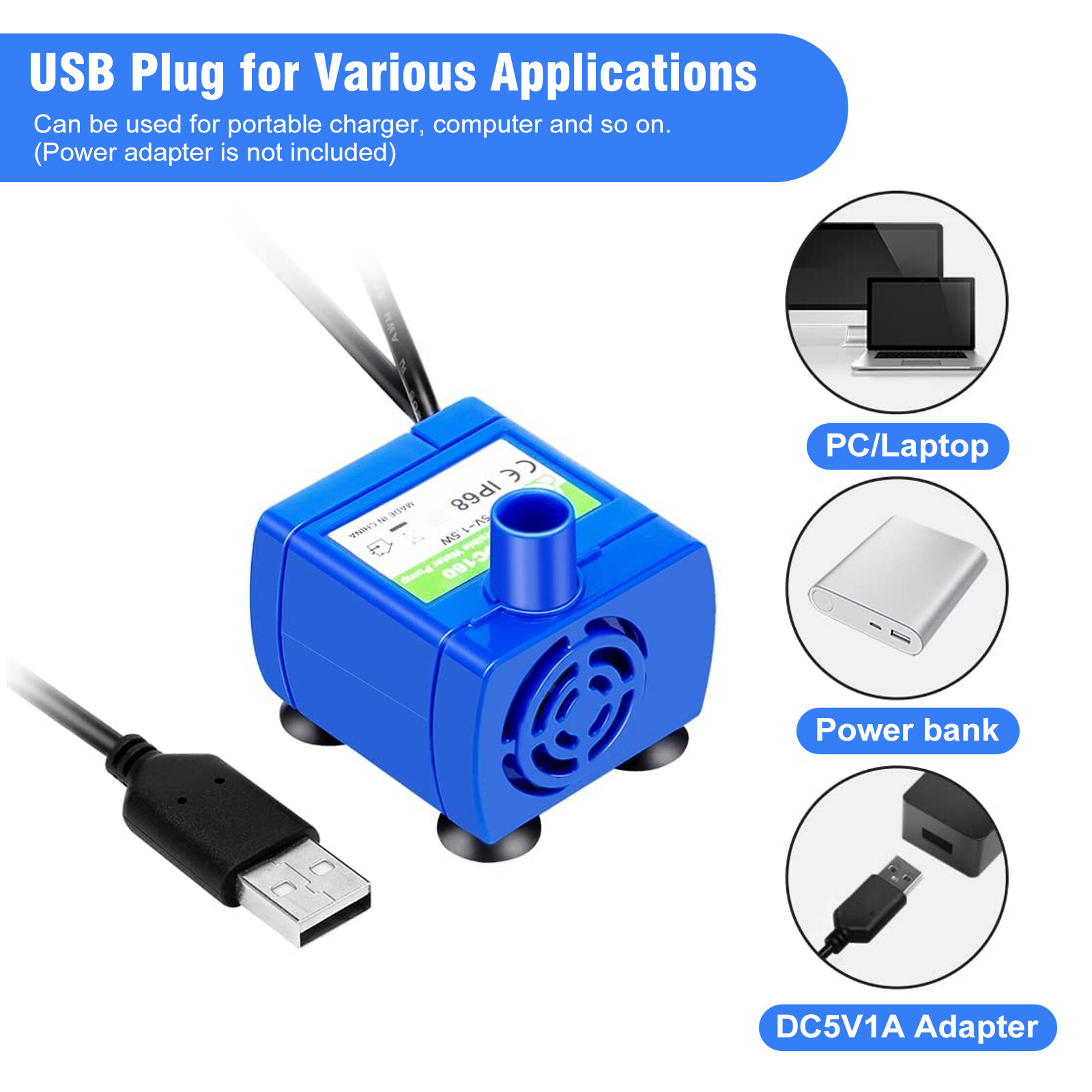 Electric LED Pet Drinking Water Fountain Pump USB Rechargeable Motor Replacement
