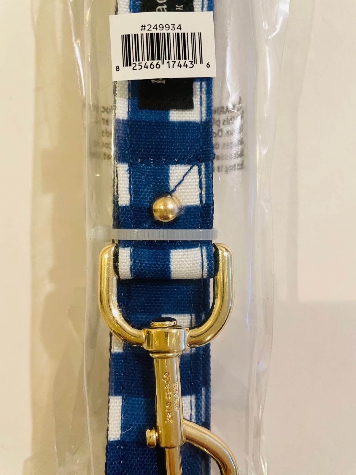 Kate Spade New York Navy Blue /gold/Gingham Leash (/L) for dog
