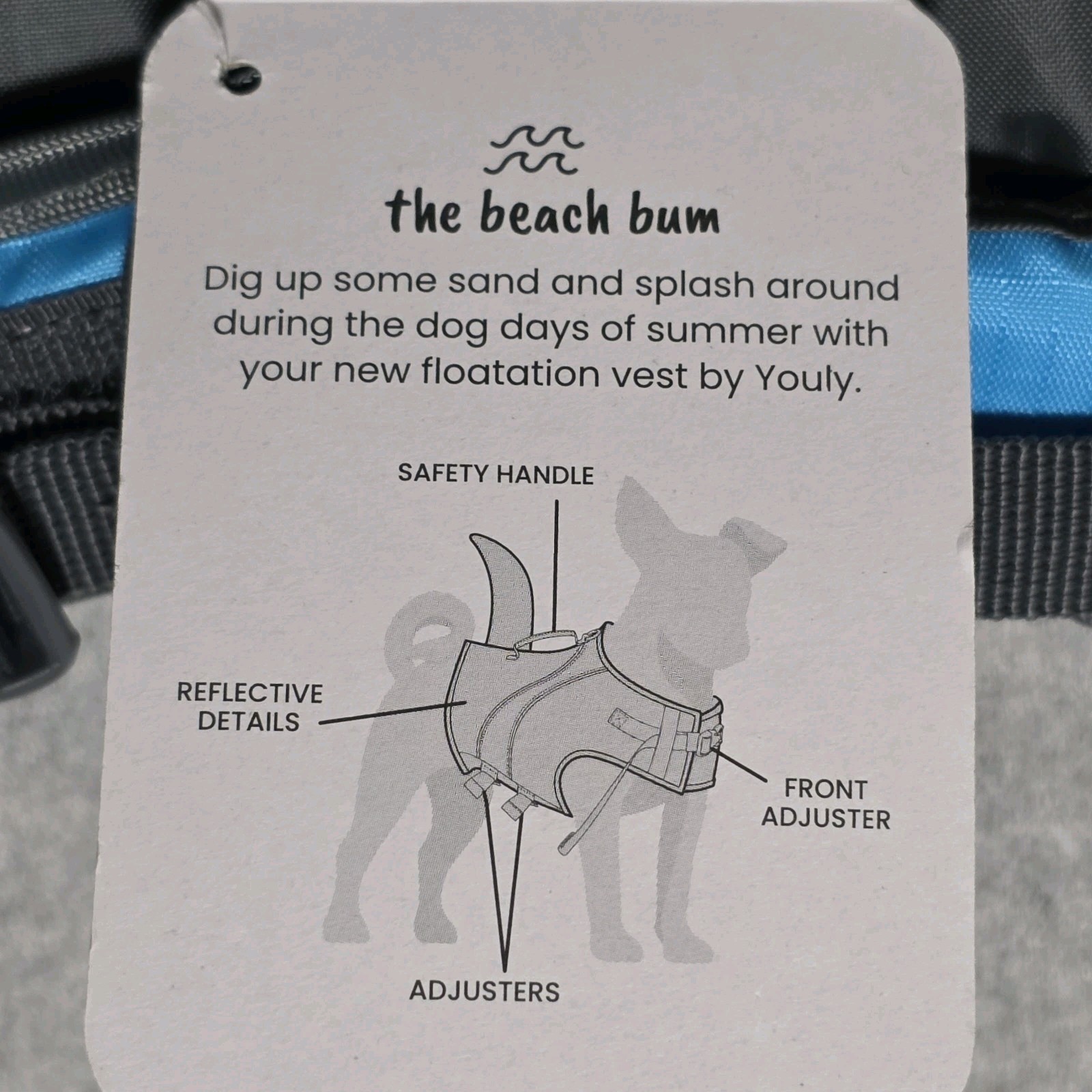 Youly Dog Shark Float Floatation Vest XS Xtra Small Blue Gray