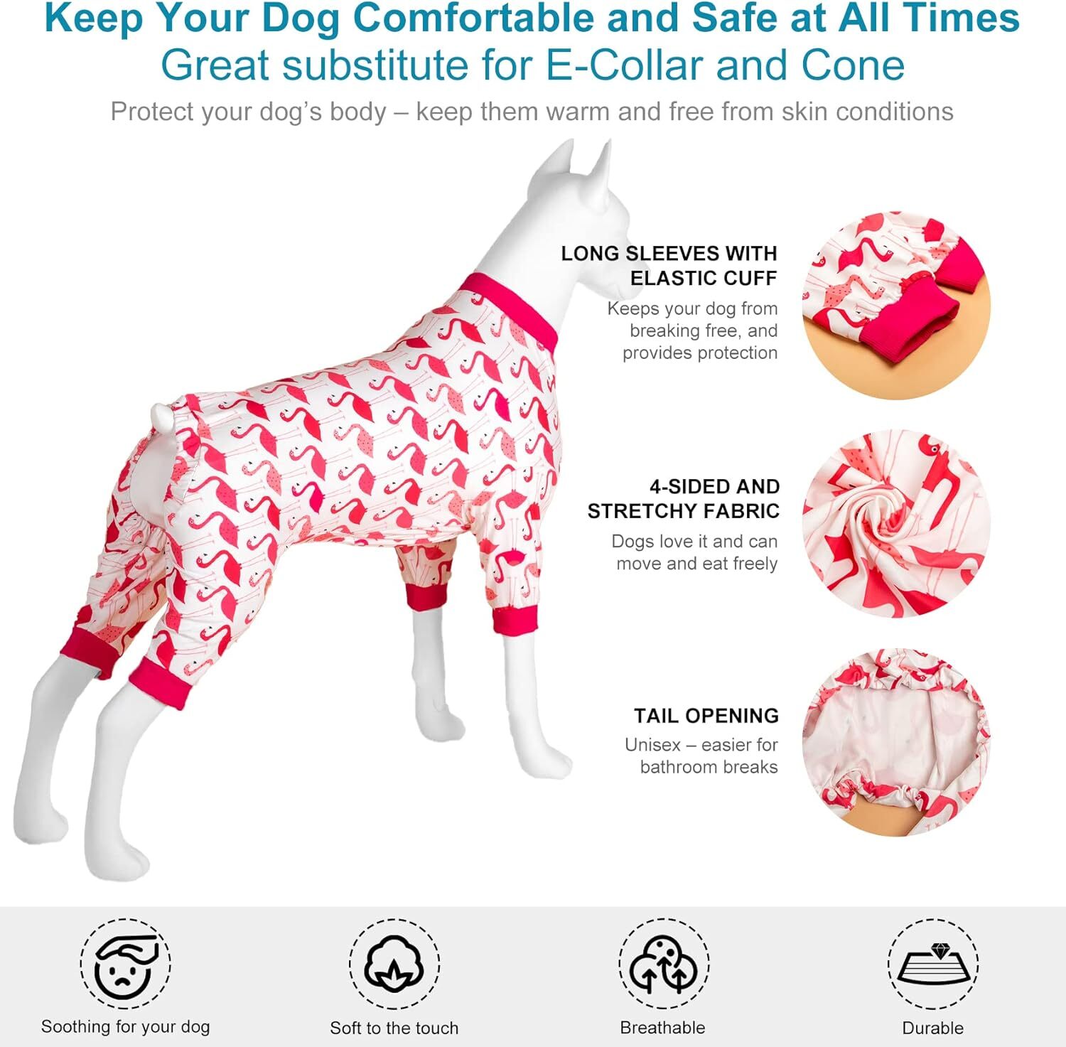 LovinPet 4 Leg Large Dog Pjs Anxiety Calming Shirt Pajamas Pullover Clothes Warm