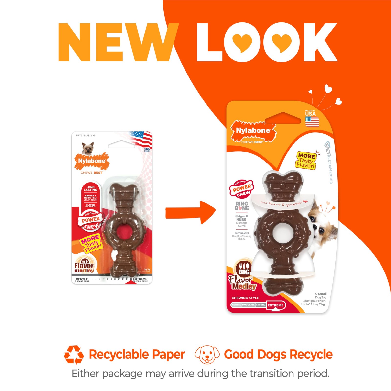 Nylabone Ring Bone Power Chew Toy for Dogs, X-Small up to 15 lbs.,