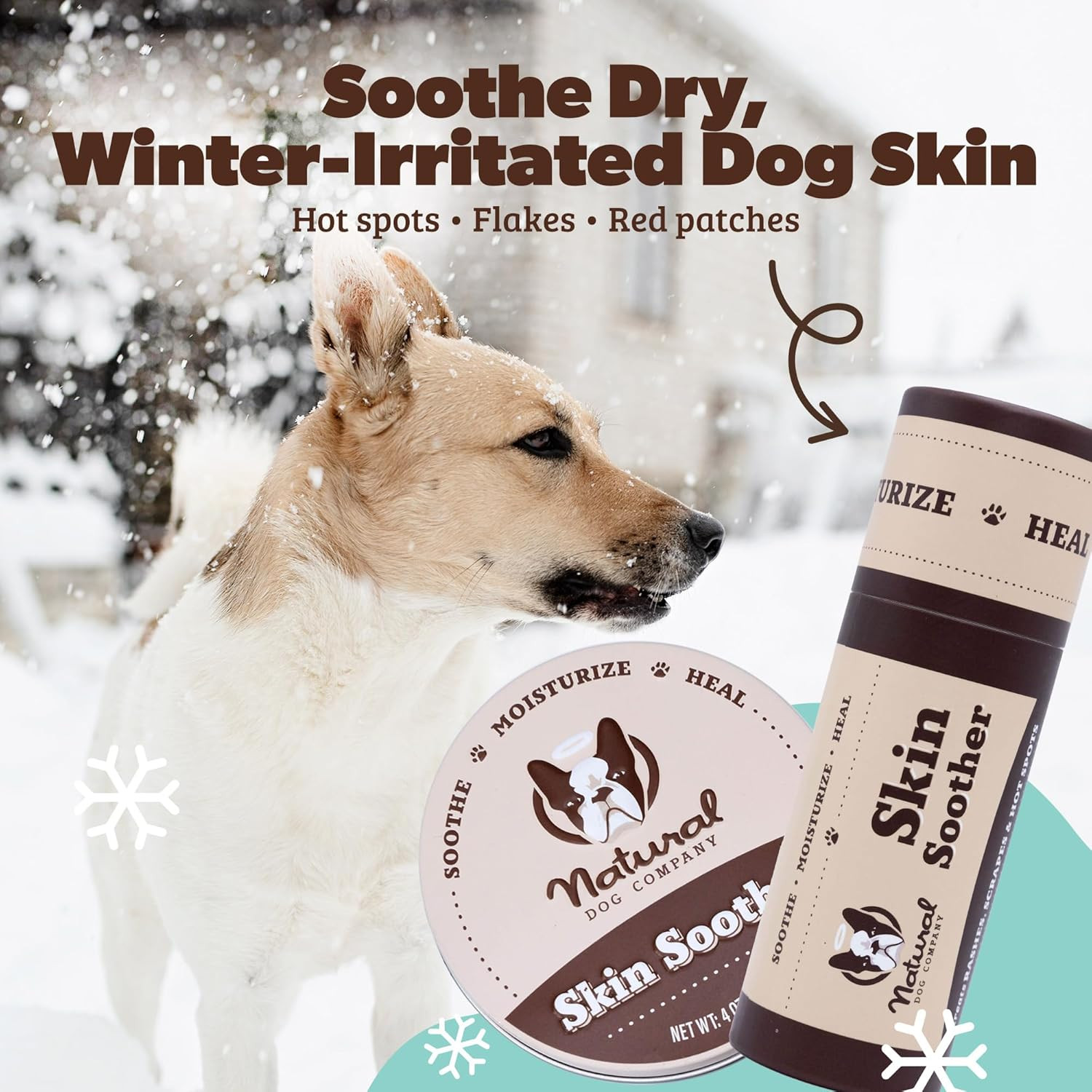 Natural Dog Company Skin Soother Balm for Dogs – 4 Oz Tin All Natural Hot Spot &