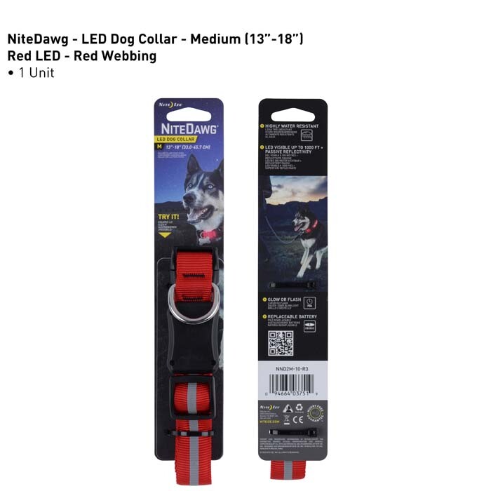 NiteDawg LED Dog Collar – Lighted Safety Blinking Walking Hunting Camping Night