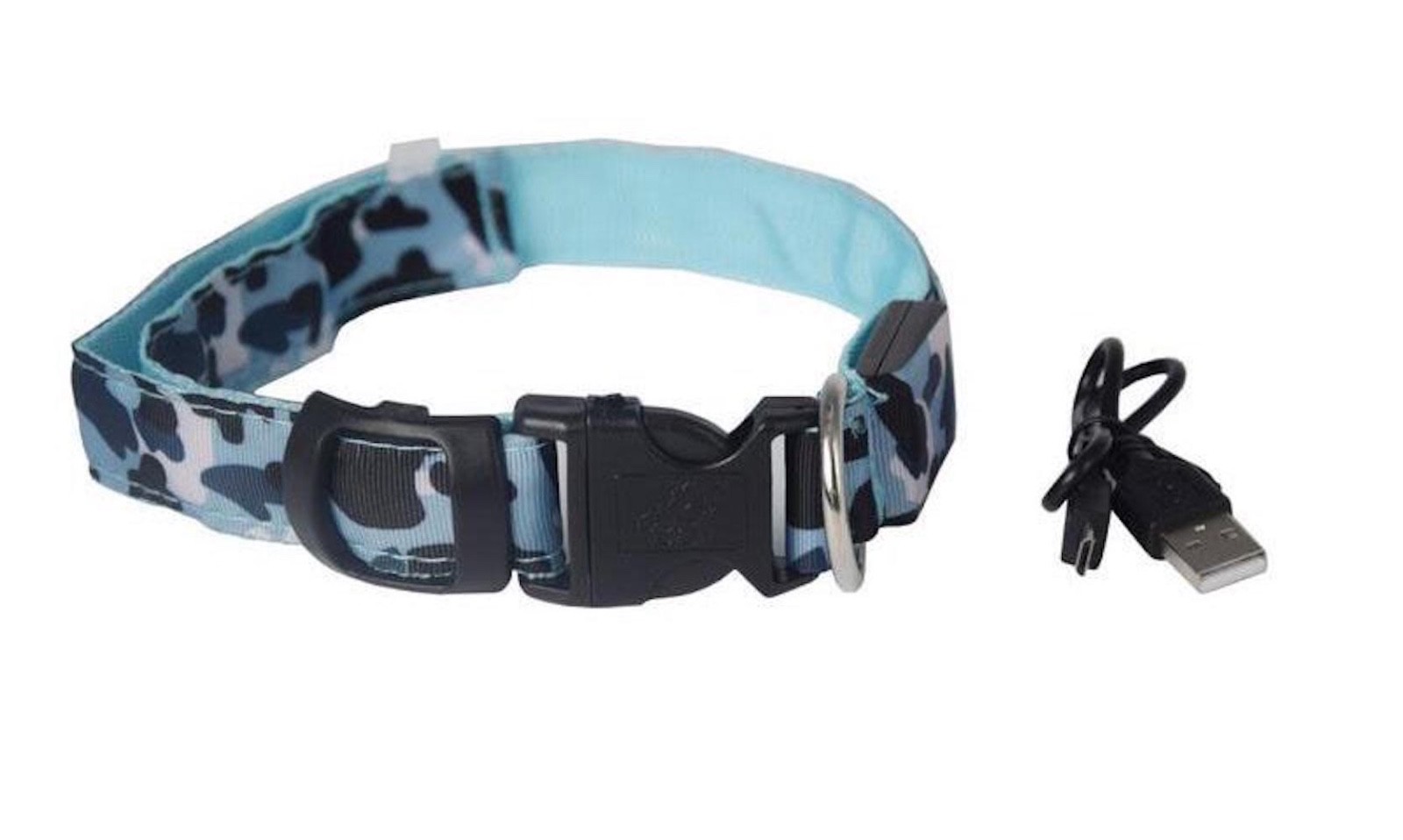 USB RECHARGEABLE LED CAMO COLLAR Camouflage Pet Dog Glow Flashing Light Safety