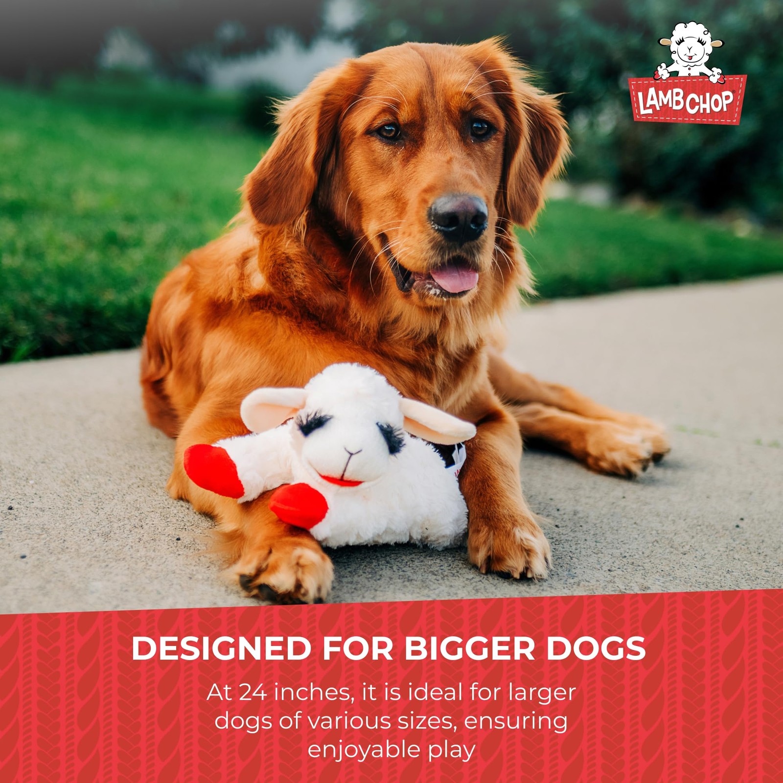 Officially Licensed Lamb Chop Jumbo White Plush Dog Toy, 24-Inch