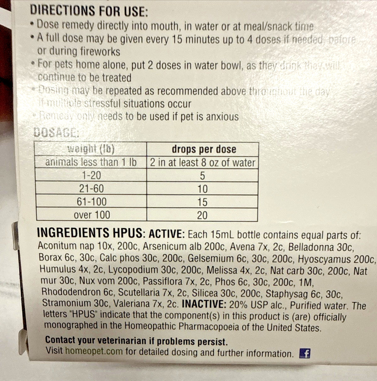 Homeo Pet Anxiety TFLN Natural Choice Drops, Small Animal Supplement, 15ml