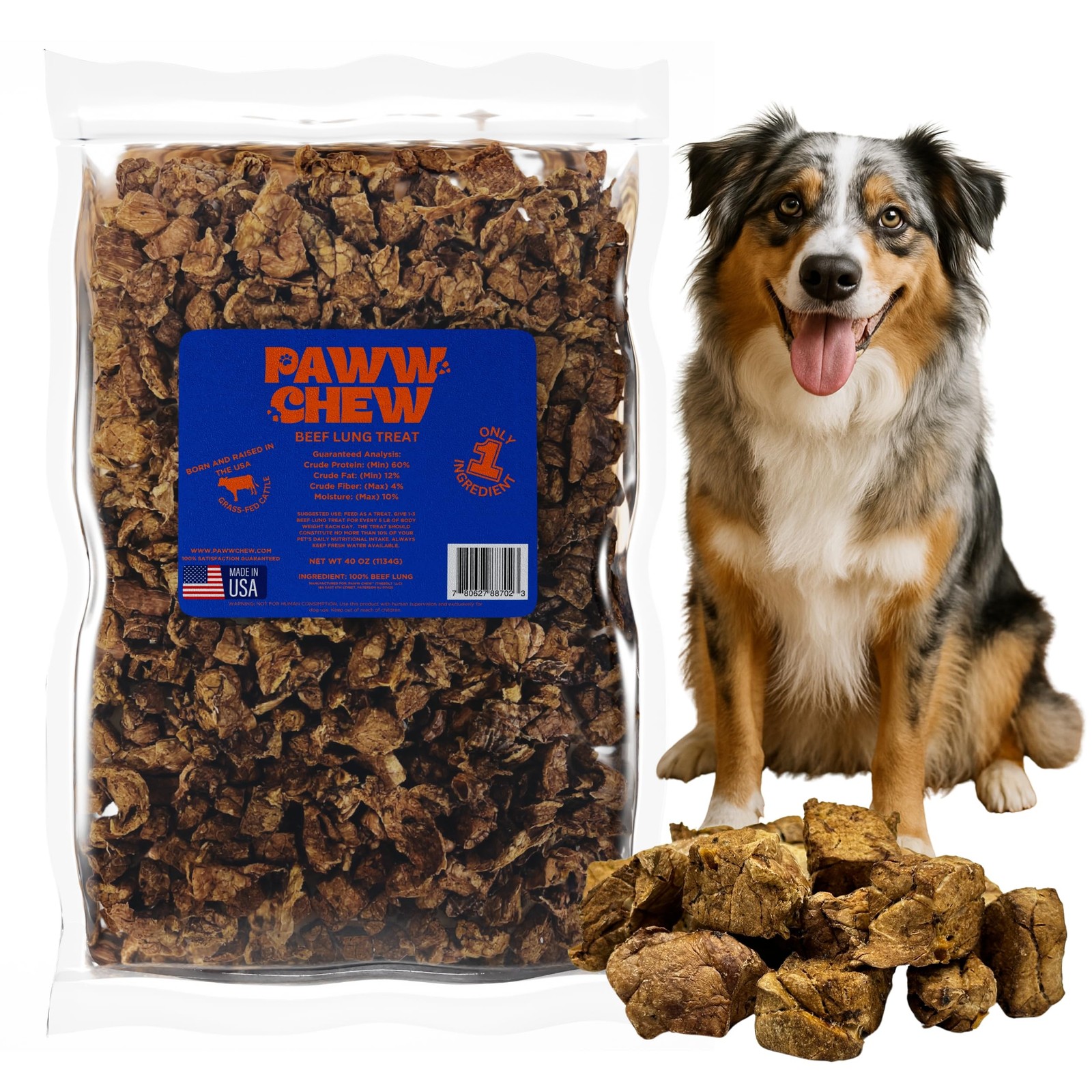 Beef Lung Dog Treats – 100% Natural, Single Ingredient, (2.5 Pound) Made in t…