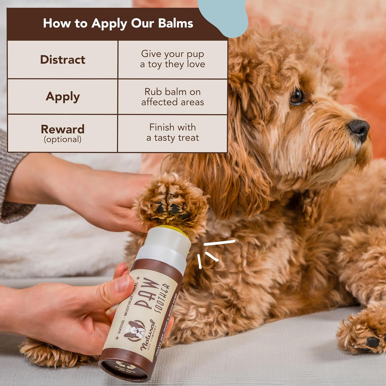Natural Dog Company Paw Soother Balm, 2 Oz. Stick, Dog Paw Cream and Lotion, Moi
