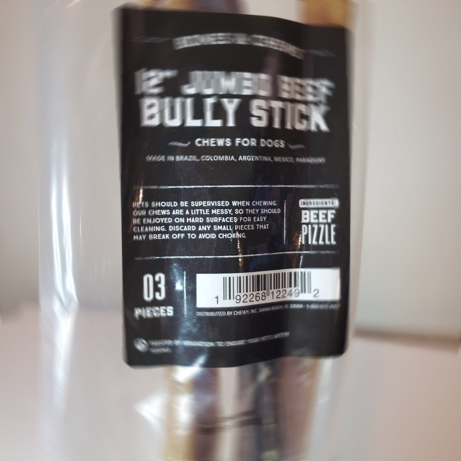 12″ Jumbo Beef Bully Sticks 3 pk Natural Pizzle Dog Treats Bones & Chews