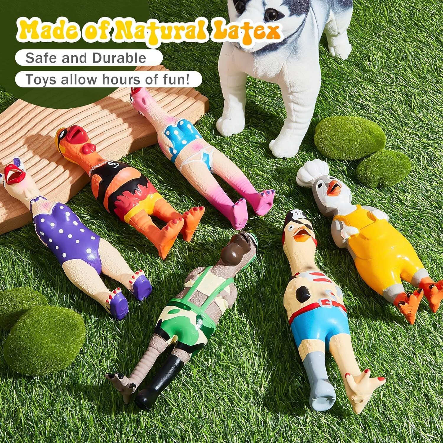 6 Pcs Dog Latex Squeaky Toys Chicken Interactive Toy as pictures shown