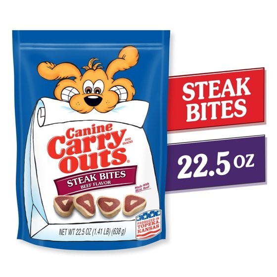 Canine Carry Outs Steak Bites Beef Flavor Dog Treats, 22.5oz Bag (2 Pack)