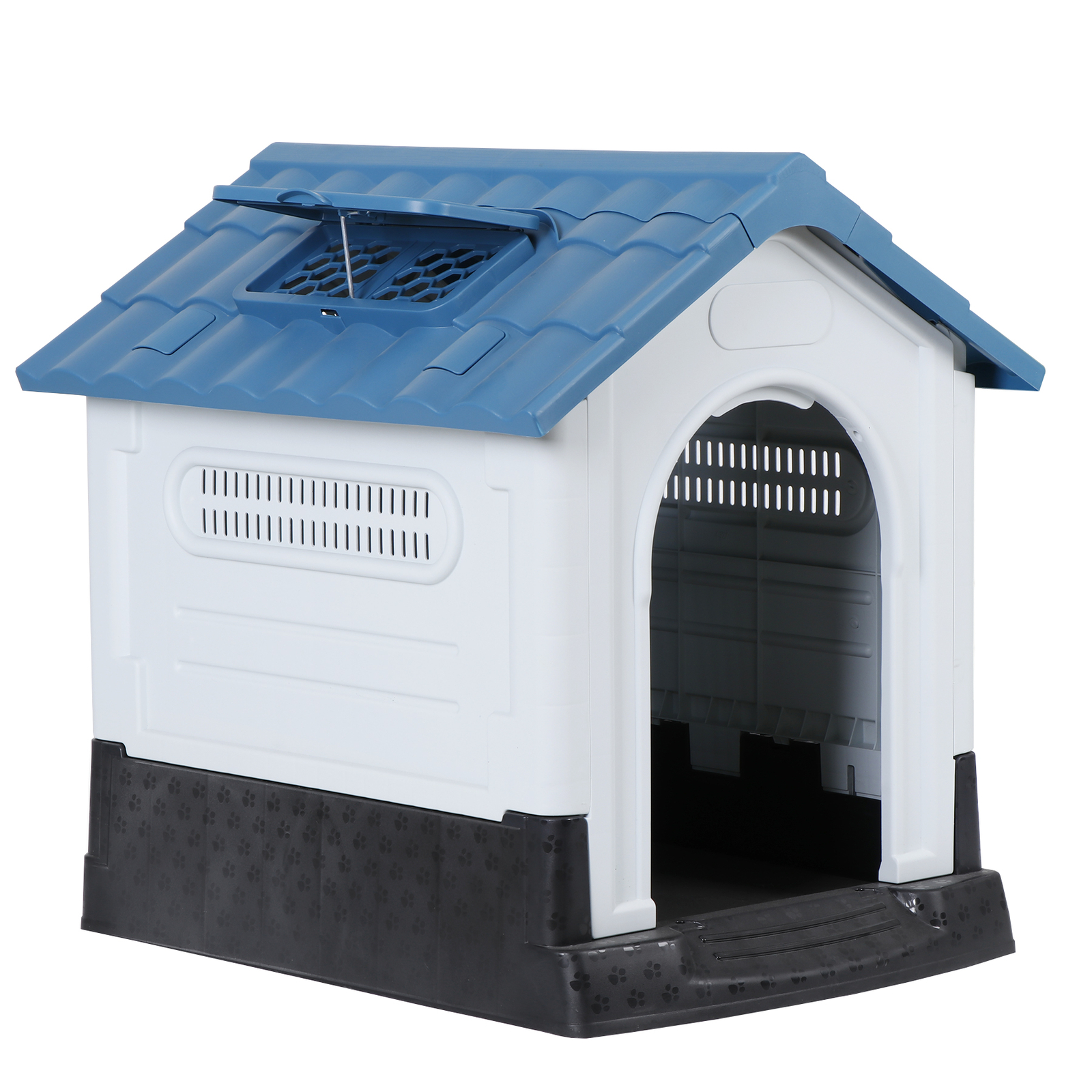 Dog House Indoor Outdoor Ventilate Waterproof Pet Plastic W/ Adjustable Skylight