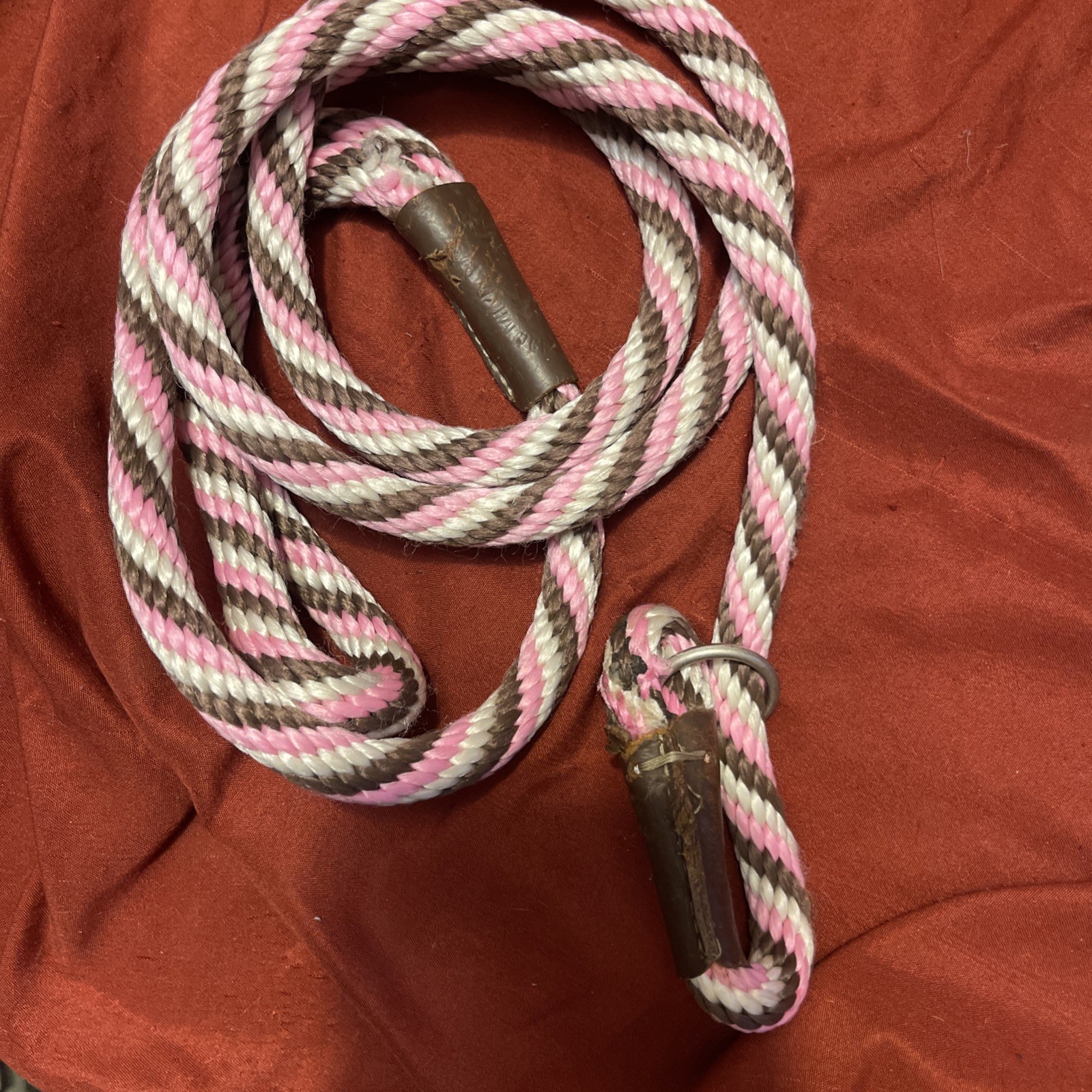 Mendota Dog Puppy Leash British Style Slip Lead Pink Chocolate 1/2”x 6’ 2 Pieces