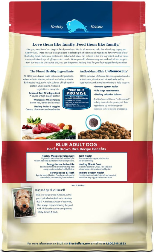 Blue Buffalo Life Protection Formula Adult Beef & Brown Rice Dry Dog Food, 30lb