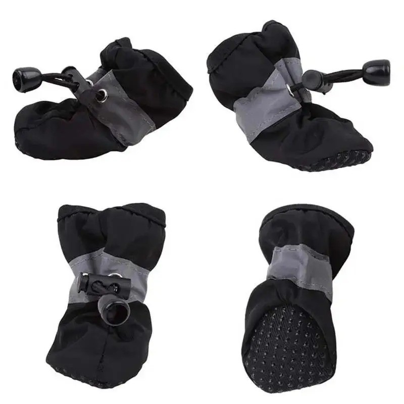 4pcs/set Waterproof Pet Dog Shoes Anti-slip Rain Boots Footwear for Small Cats D