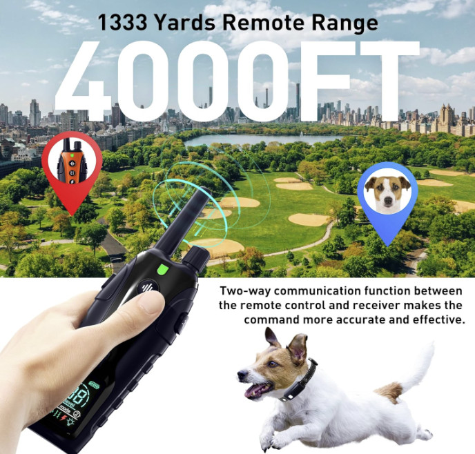 TQT Dog Training Collar – Remote Control 4000FT, 4 Training Modes