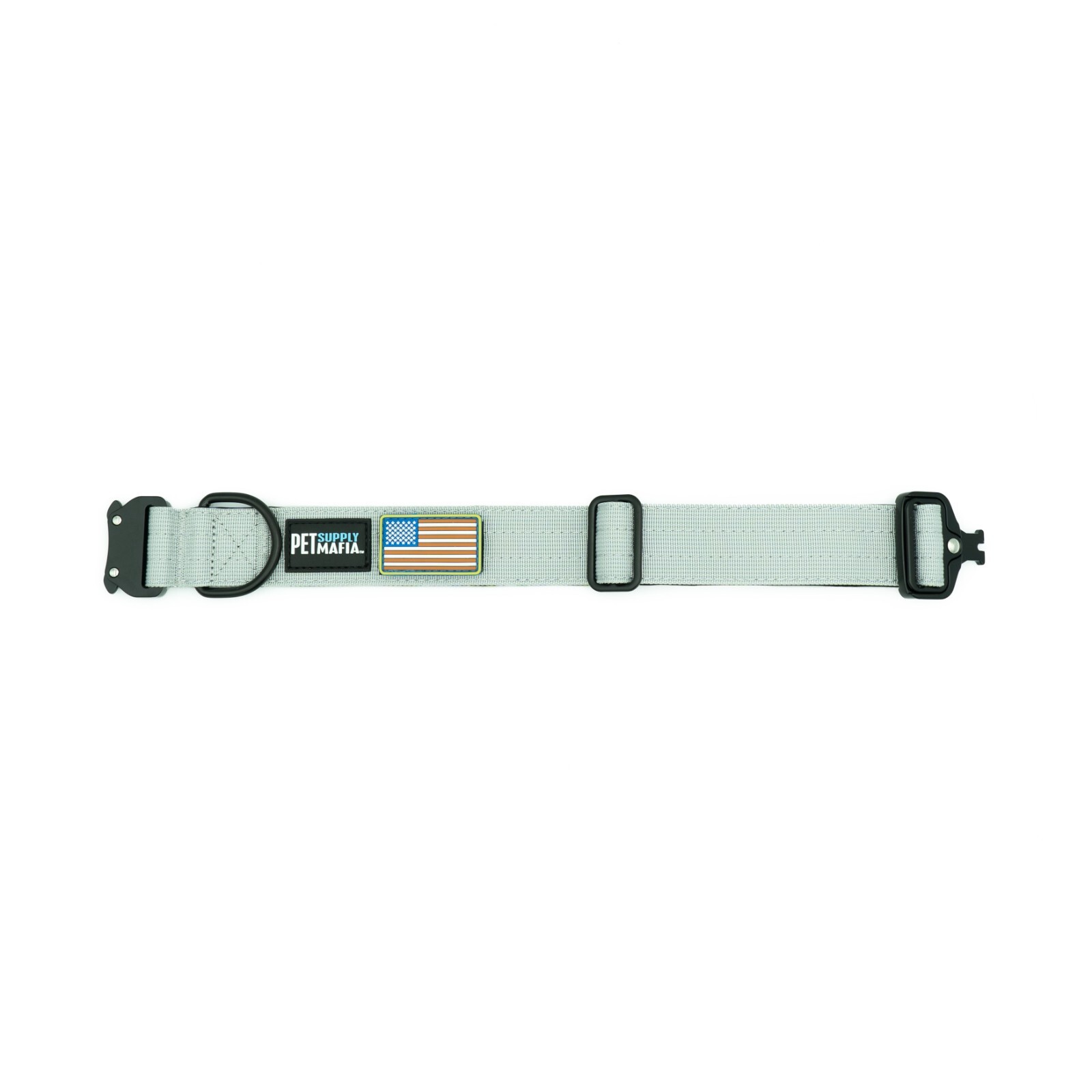 Tactical dog collar – 1.5in wide, Heavy duty with metal buckle USA flag – Blue,