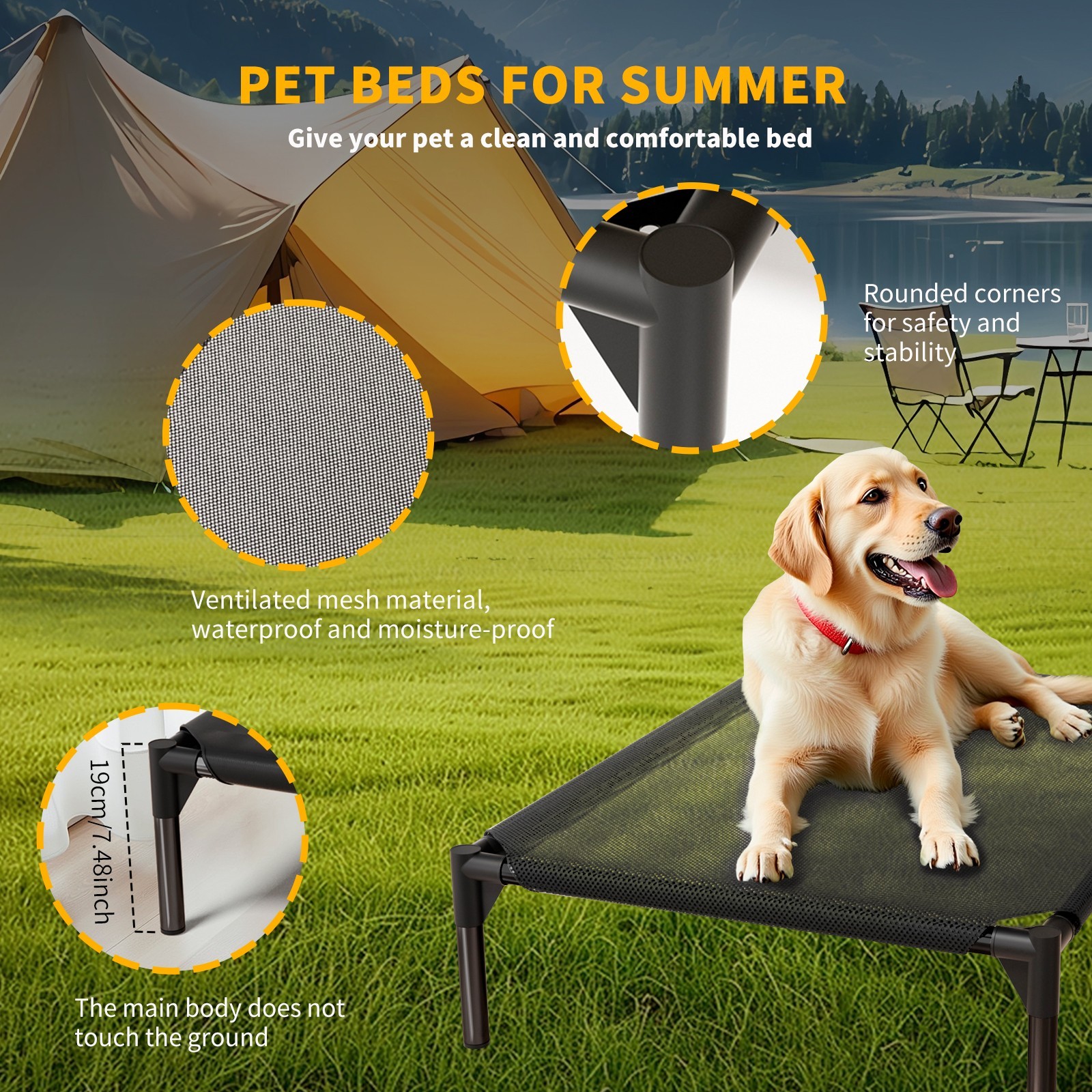 Elevated Dog Bed Pet cot for Large Dog Portable Raised Dog Cot Indoor and Outd