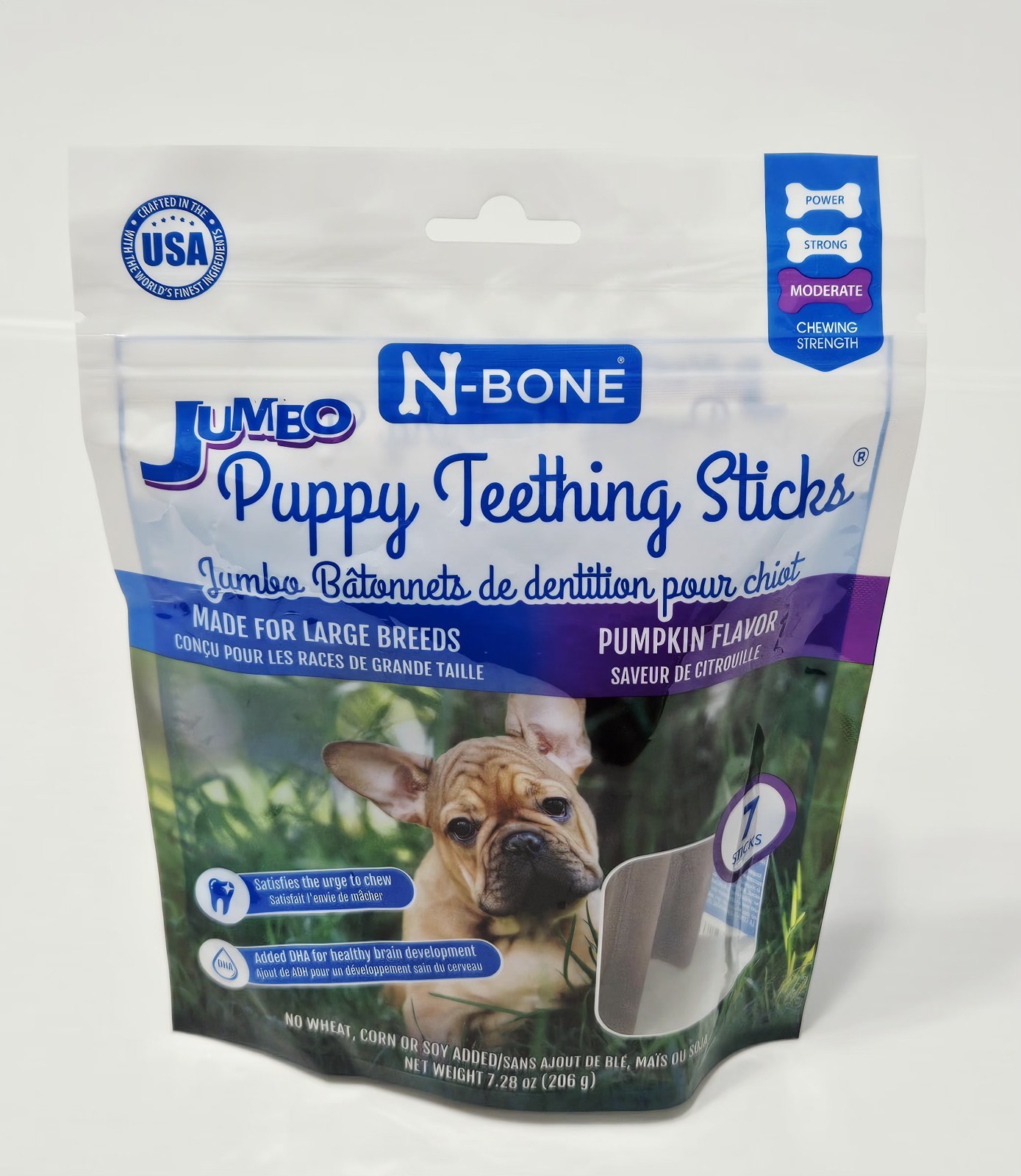 Jumbo Puppy Teething Sticks Pumpkin Flavor Dog Treats, 7 Count for Large Breeds