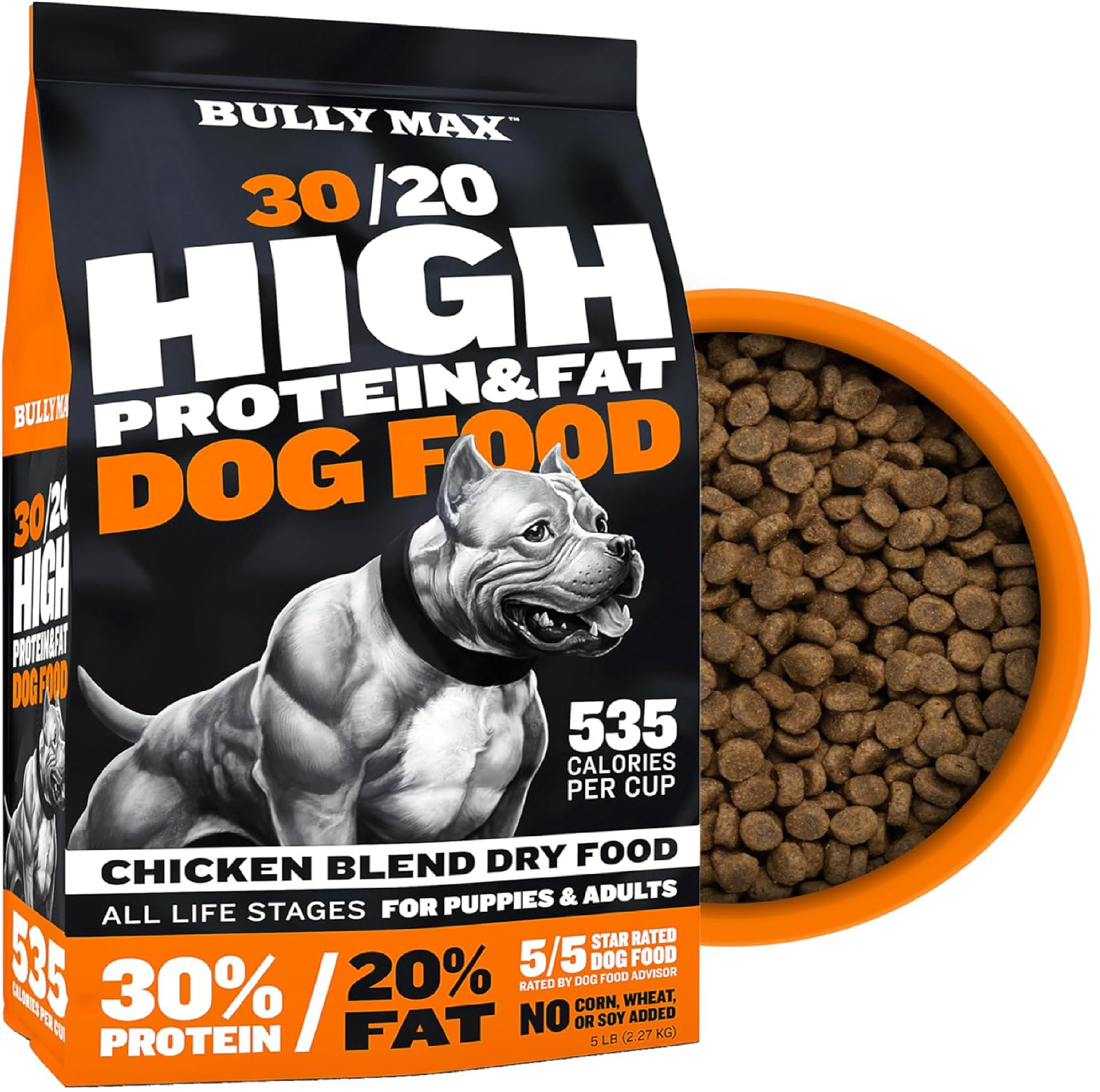 Bully Max Dry Dog Food for Adults & Puppies – High Protein & Fat for Muscle & We