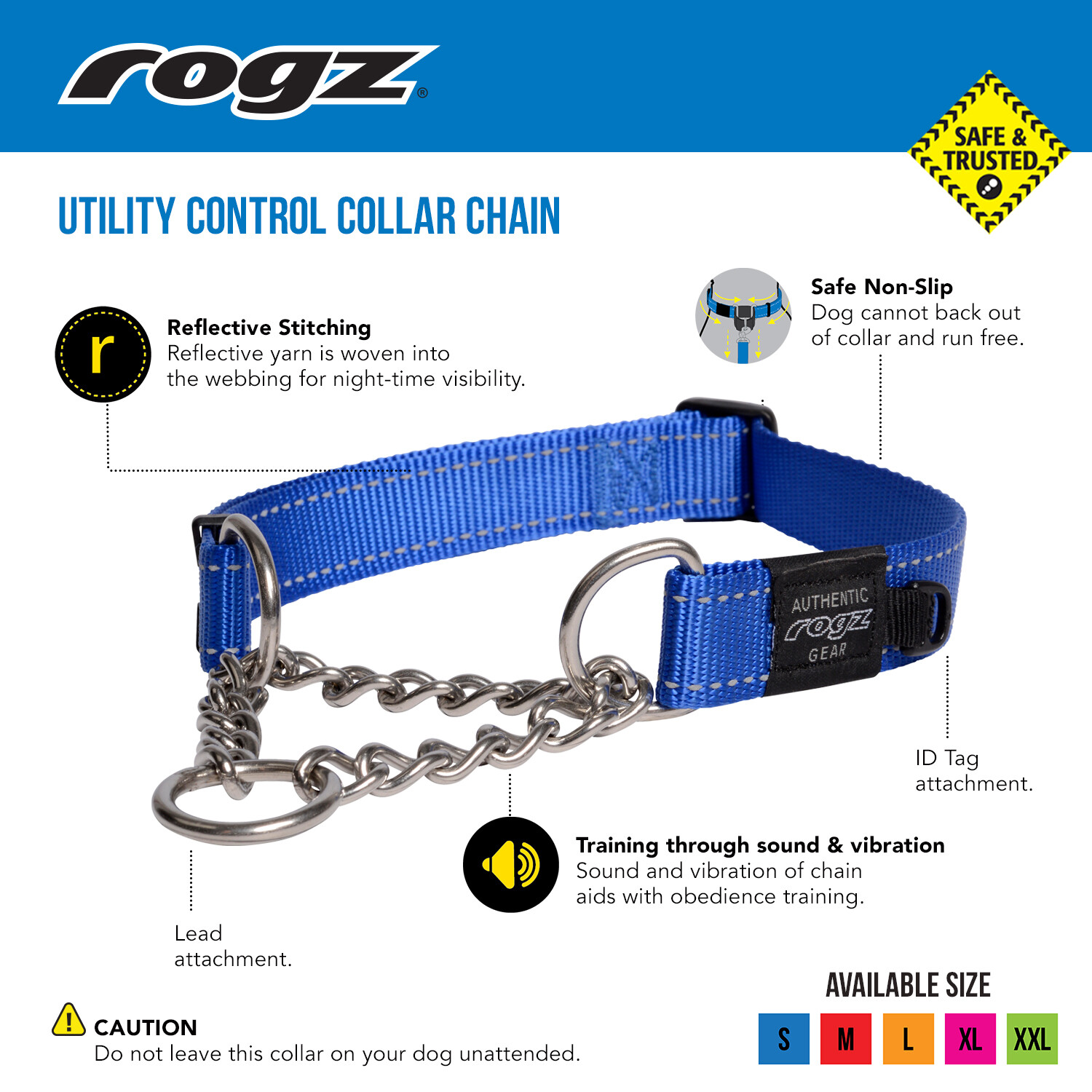 Rogz Dog Obedience Training Collar Reflective S-M-L-XL-XXL