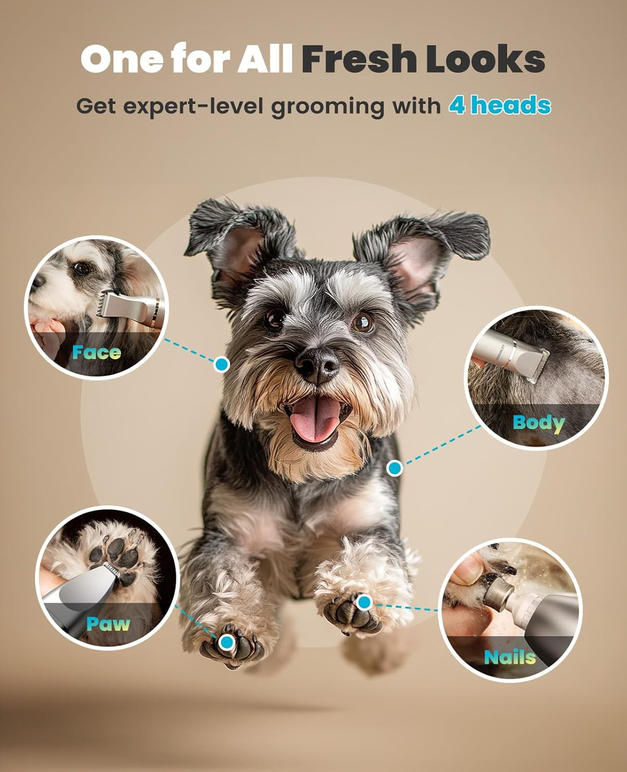 4 in 1 Dog Grooming Kit with LCD Display, Dog Hair Trimmer for Paw Nail
