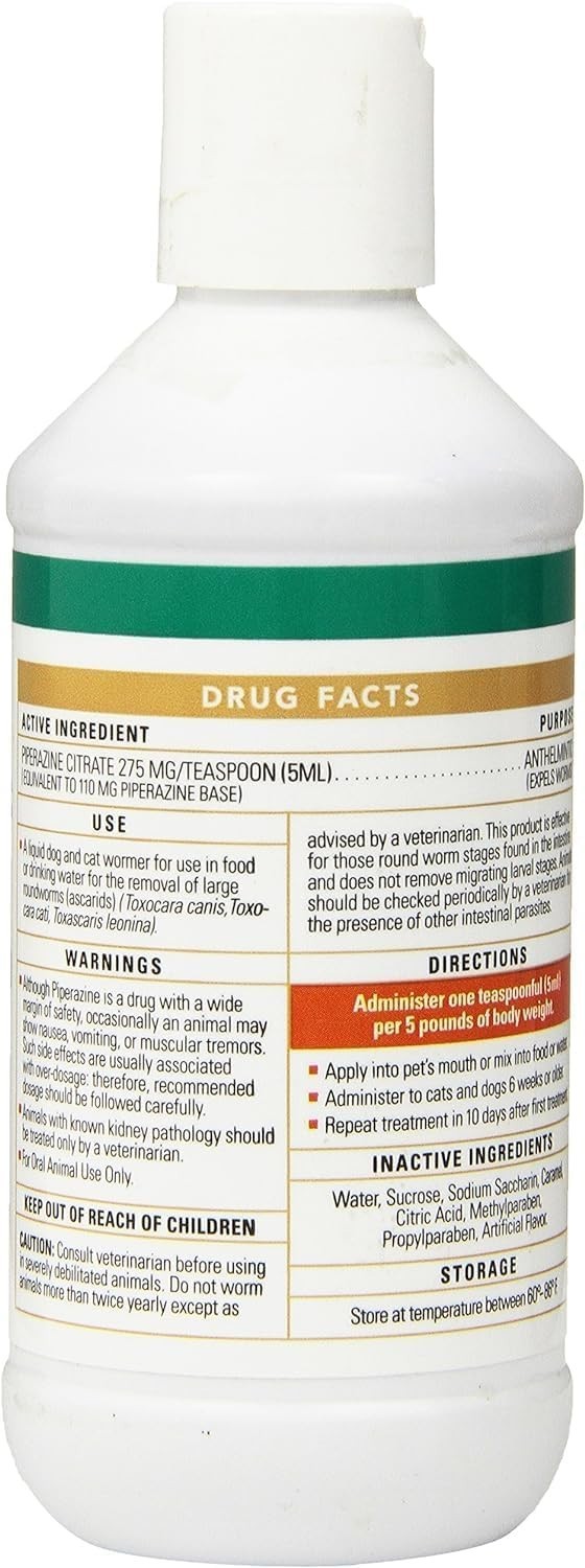 New Wormeze Liquid for Dogs and Cats, Wormer, worms, 8 Oz Bottle Pack of 2