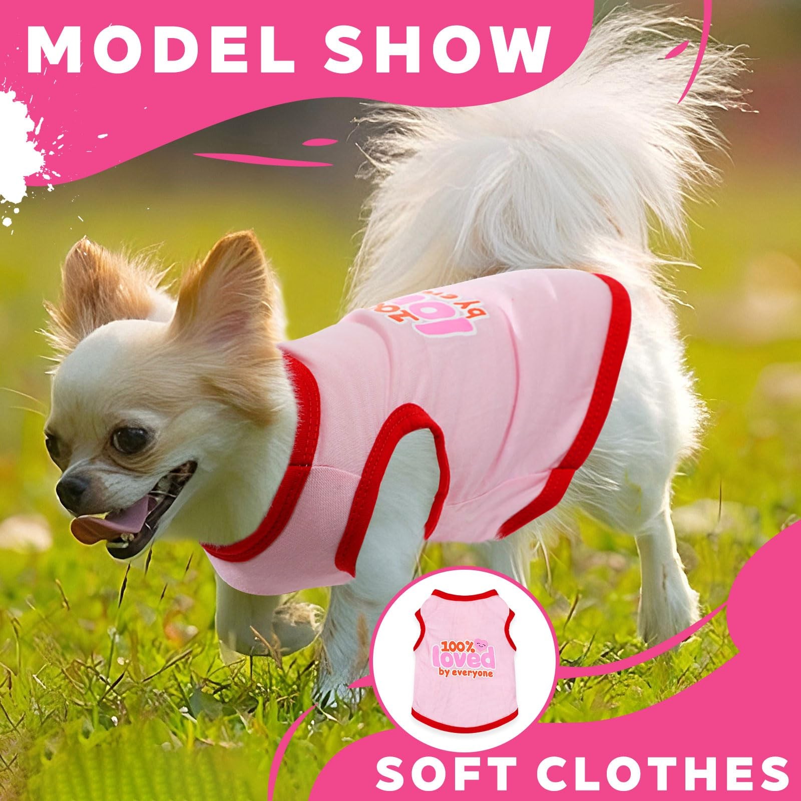 4 Pieces Chihuahua Clothes Cute Dog XX-Small, Purple,Rose,Pink,Light Pink