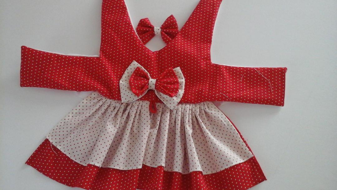 DOG HARNESS DRESS RED AND WHITE DOTS NEW HANDMADE FREE SHIPPING