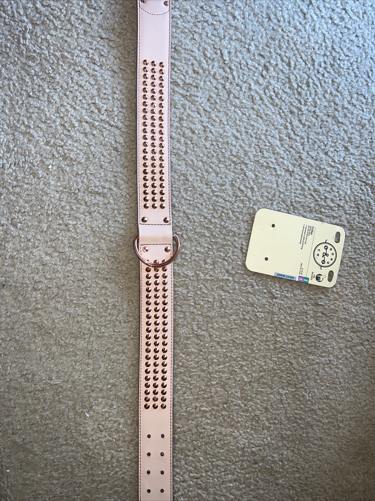 Bond & Co Pink Rose Gold xxl/xxxl Genuine Leather Collar For Big Dogs 90-140lb