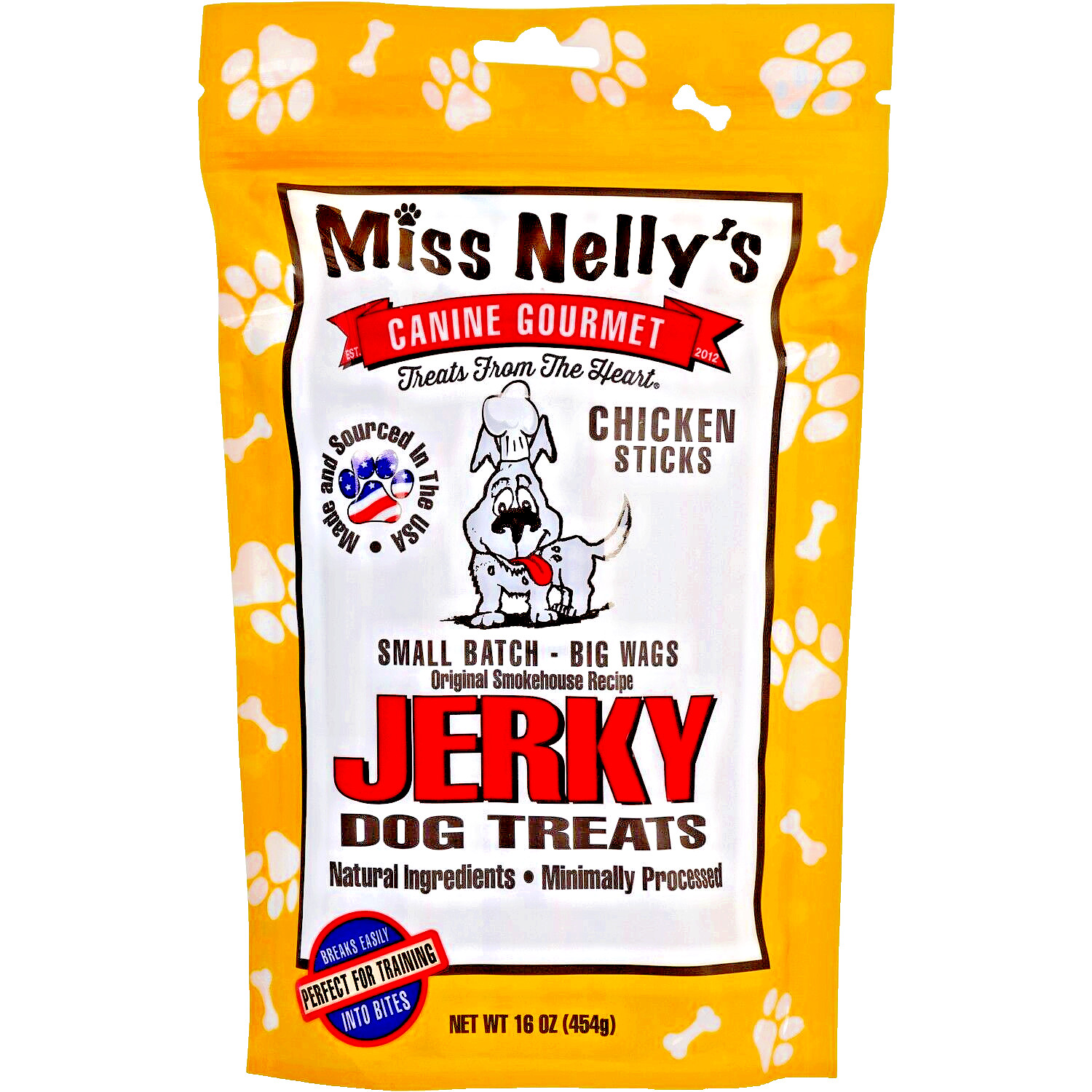 Miss Nelly’s USA Made and Sourced Jerky Dog Treats – 16oz. Bag – Chicken Sticks