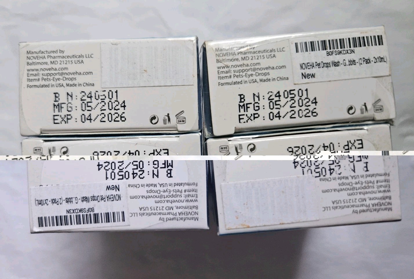 Noveha 4 Pack, 8 Bottle 10mL Pet Eye Drops Adv. Lanosterol Solution + EXP 4/2026