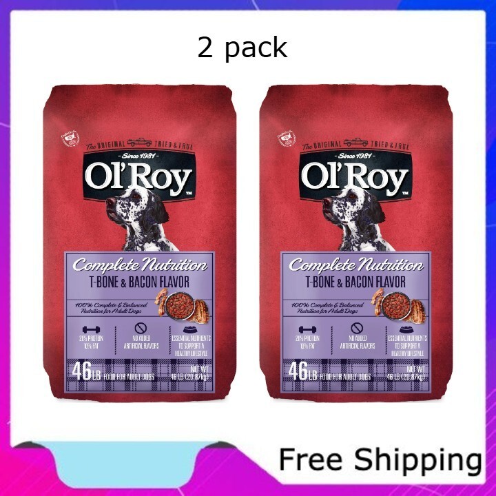 Ol’ Roy Complete Nutrition T-Bone & Bacon Flavor Dry Dog Food, 46 lbs x 2 pack