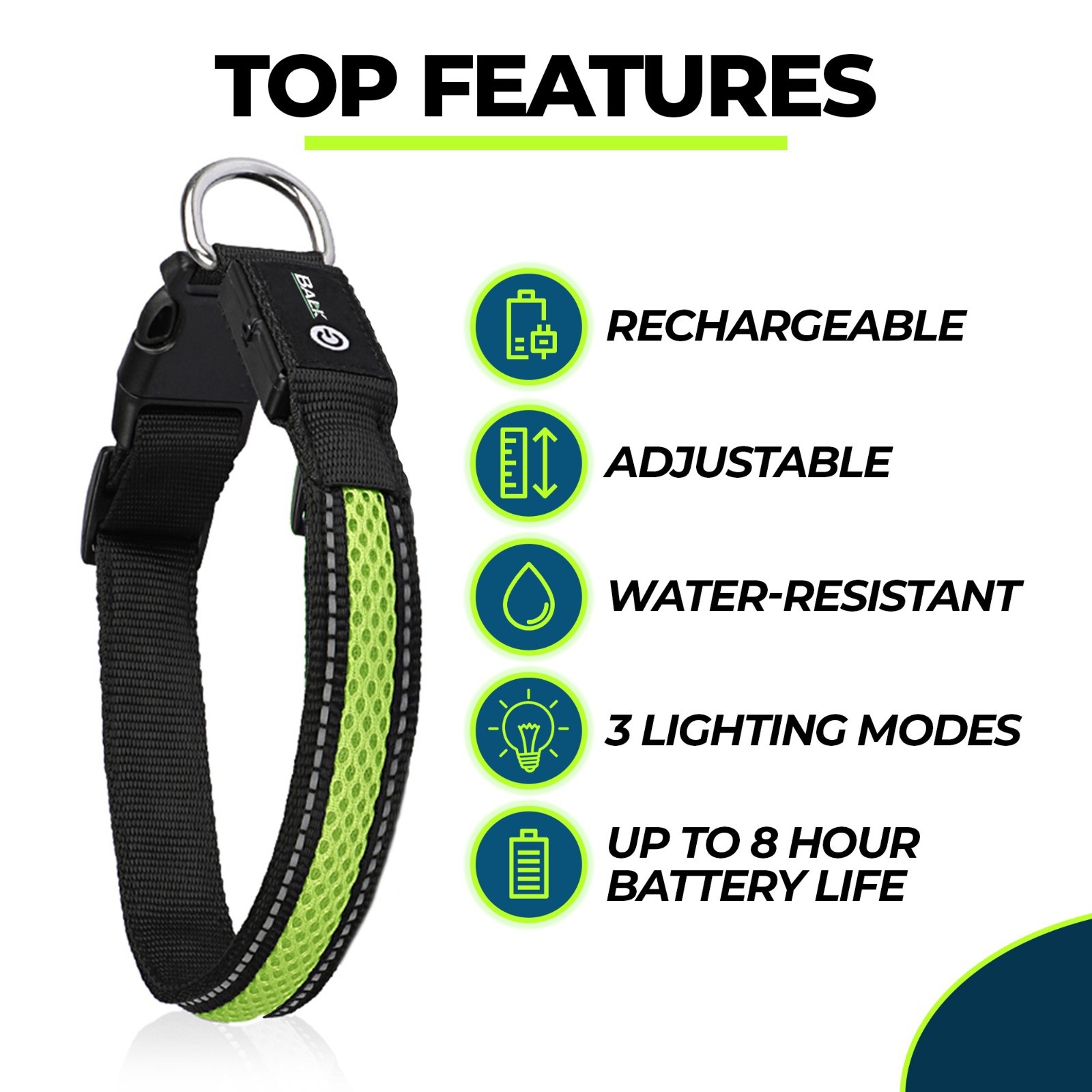 Balk Pets Led Dog Collar High Visibility Glow in The Dark Anti Car Accident Nigh