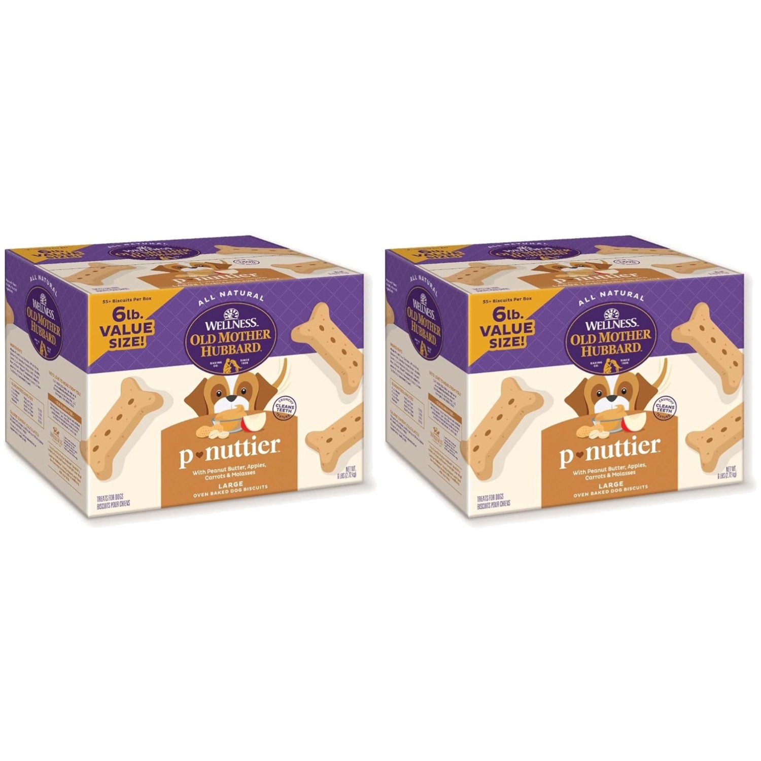 Wellness Large Peanut Butter Dog Biscuits, 6lb, Pack of 2