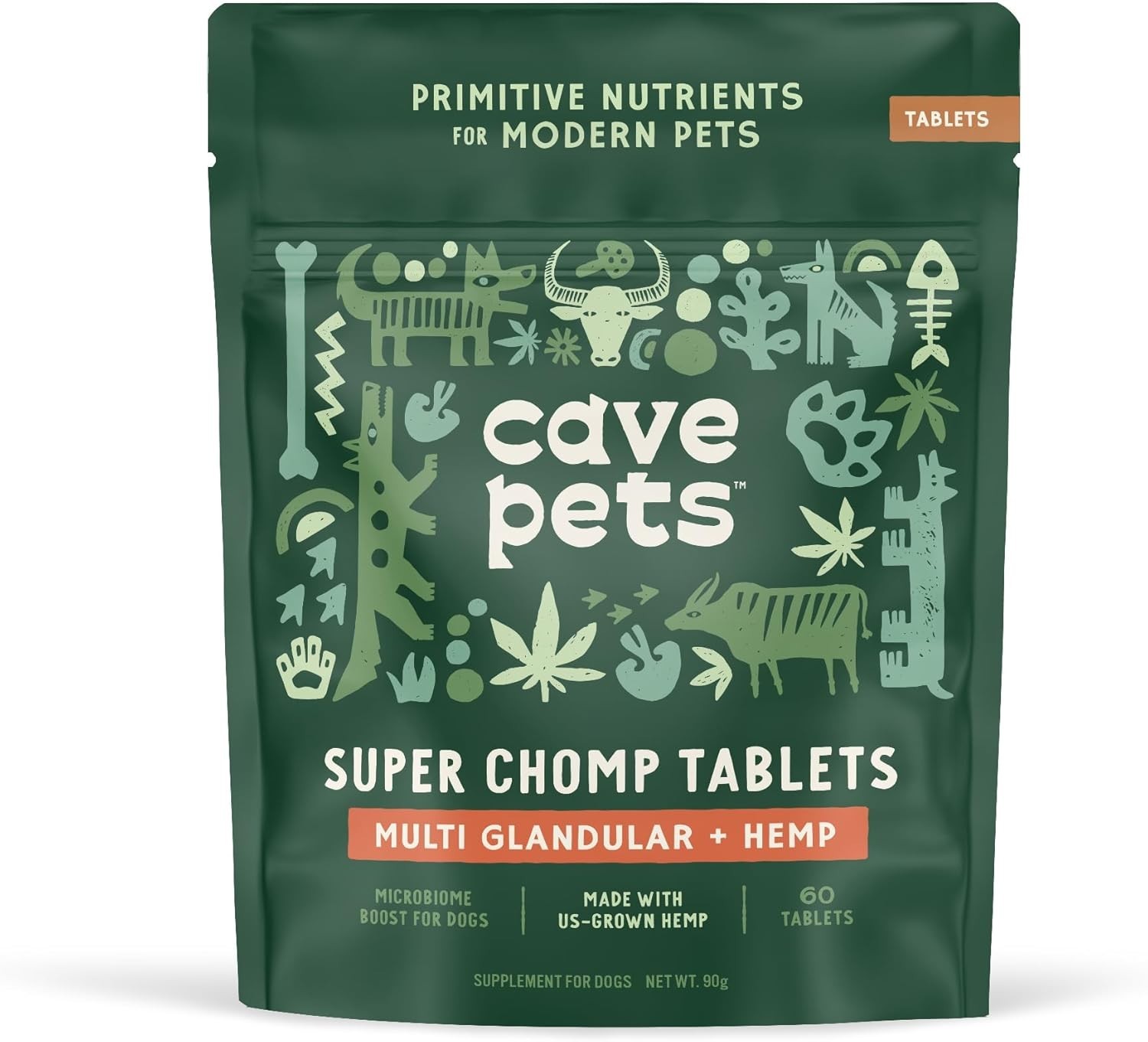 Dog Probiotic Tablets – Digestive & Relaxation Support, Hemp & Glandular, 60