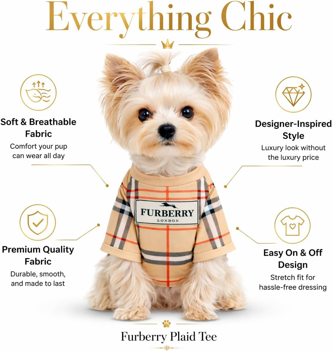 Luxury Designer Dog T Shirt – Trendy Puppy Clothes for Small Dogs, Fashion Pet T
