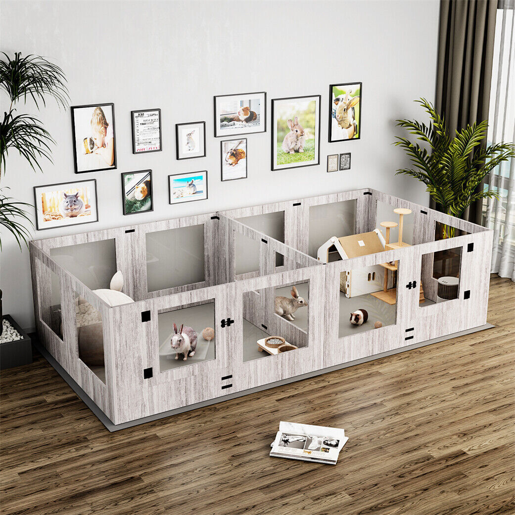 XXXL Large Tempered Glass Pet Whelping Playpen Dog Pen Box with Protective Ledge