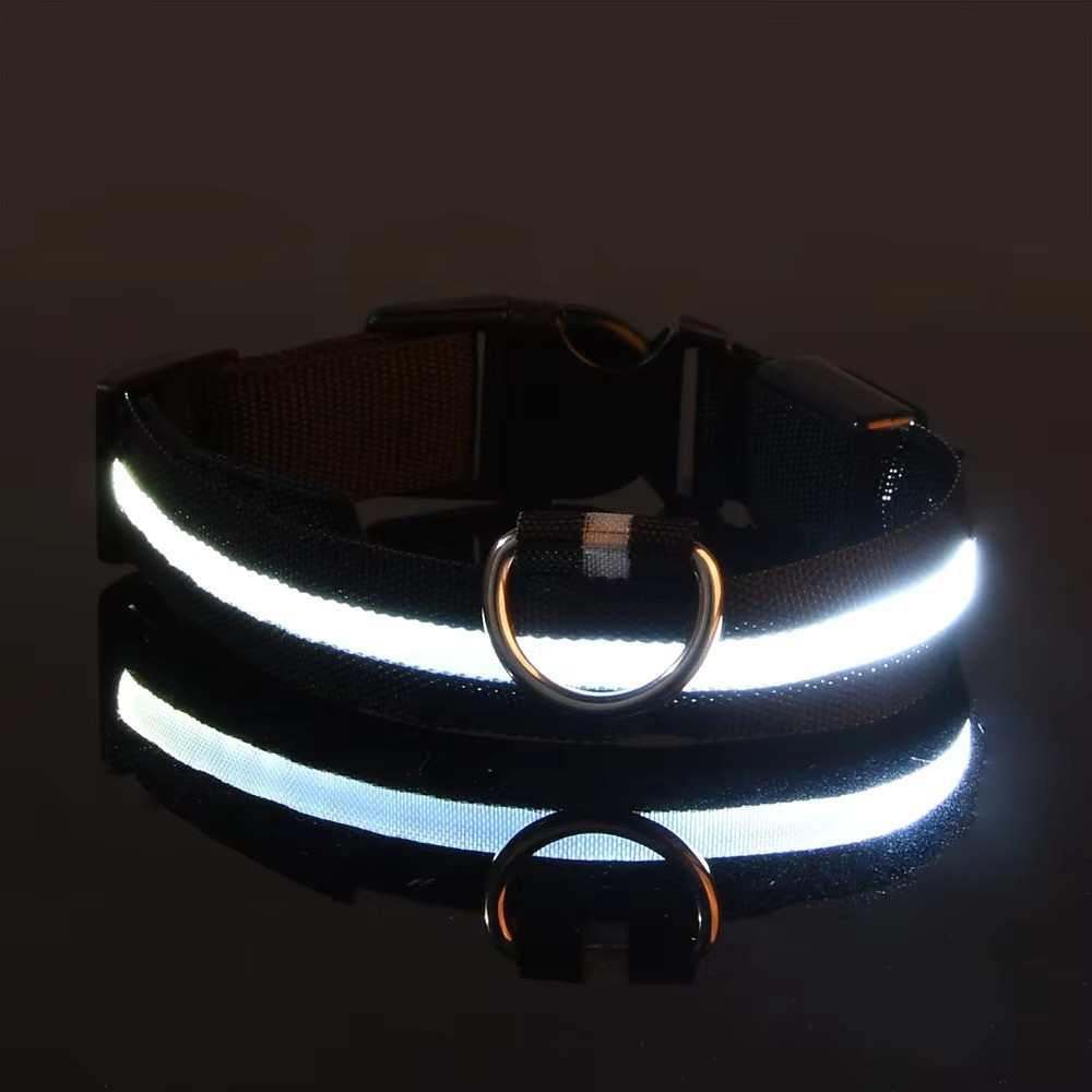 LED Adjustable Dog Collar Blinking Flashing Light Up Glow Pets Safety Waterproof