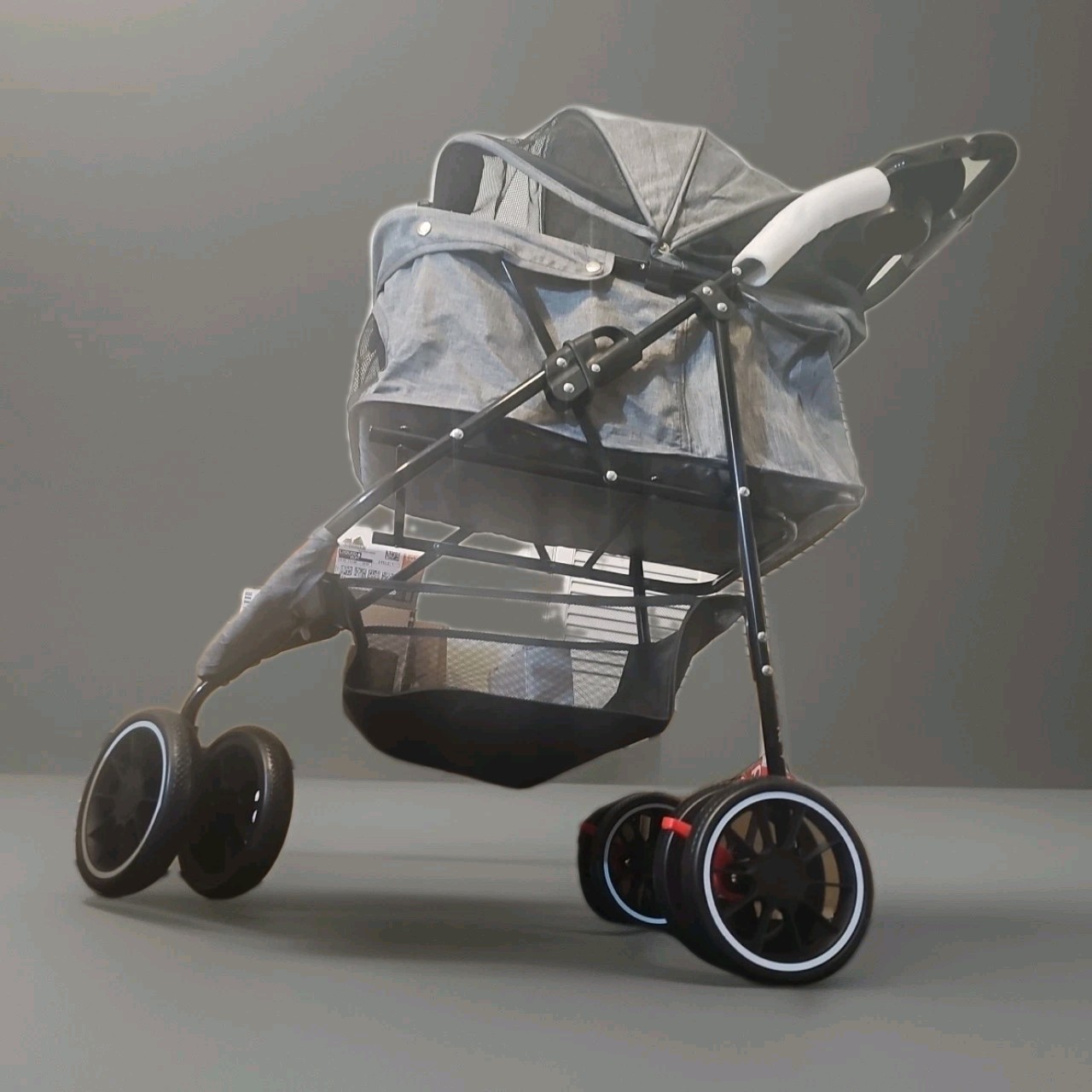 CHIHUAHUA 🐕 Pet Dog Cat Stroller for Sm~lrg Dogs Cats w/ Cup Holder Blk~n~Gry👀