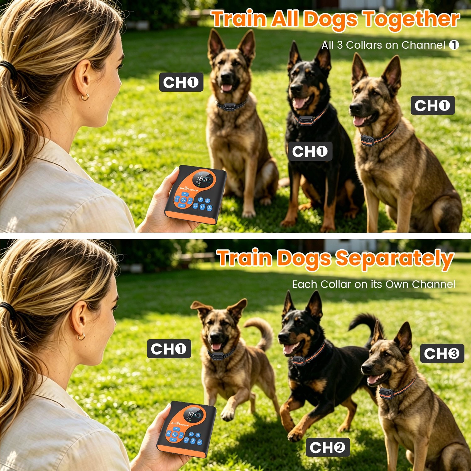 2IN1 Wireless Dog Fence System Pet Containment Boundary Control &Training collar