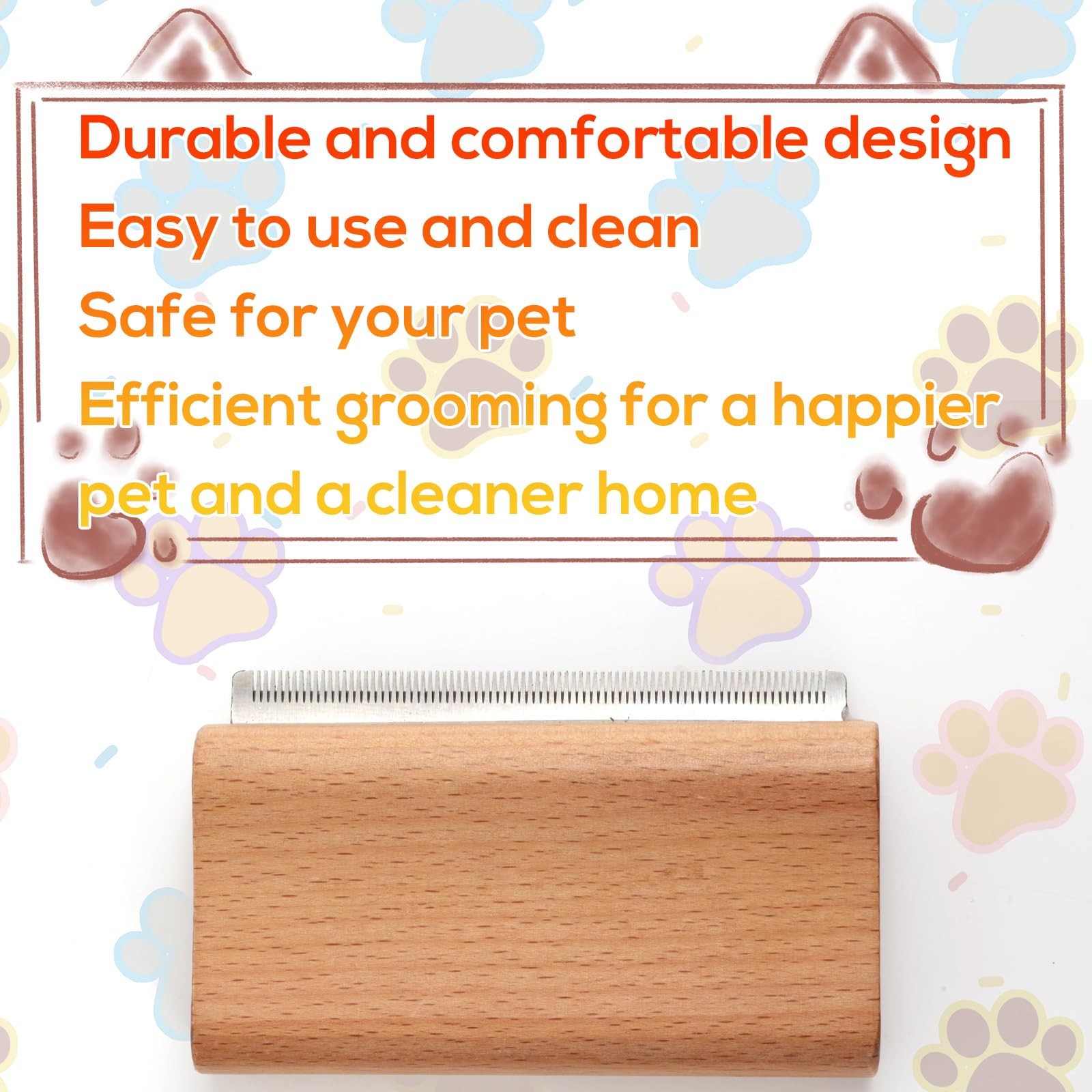 Wooden Pet Deshedding Brush, 4.3in/11cm Ergonomic as shown in the picture