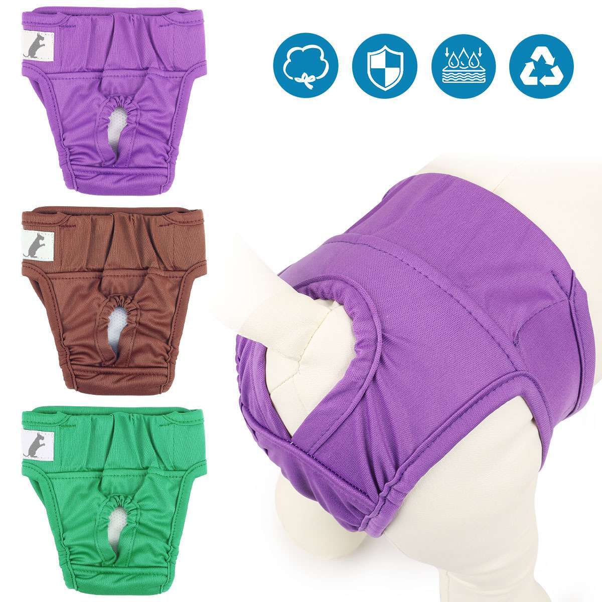 3PACK Female Dog Diapers Cat Waterproof Leak Proof Washable Reusable S M L 2XL