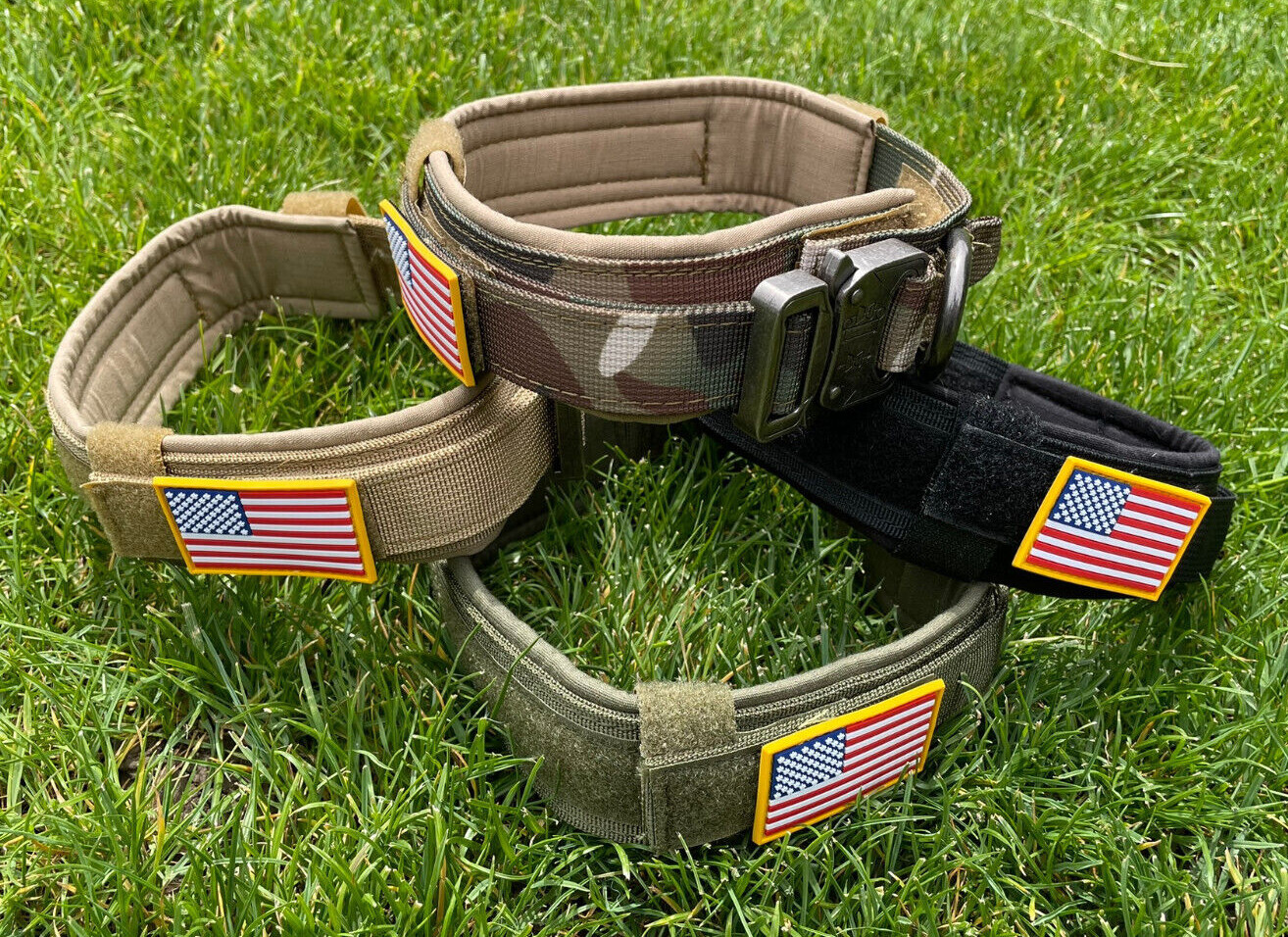 American Flag Tactical Dog Collar Service Canine Training K9 Metal American Flag