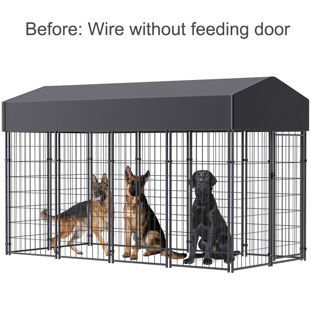 Heavy Duty Dog Kennel Upgrade Antirust Metal Pet Playpen Large Animal Cage House