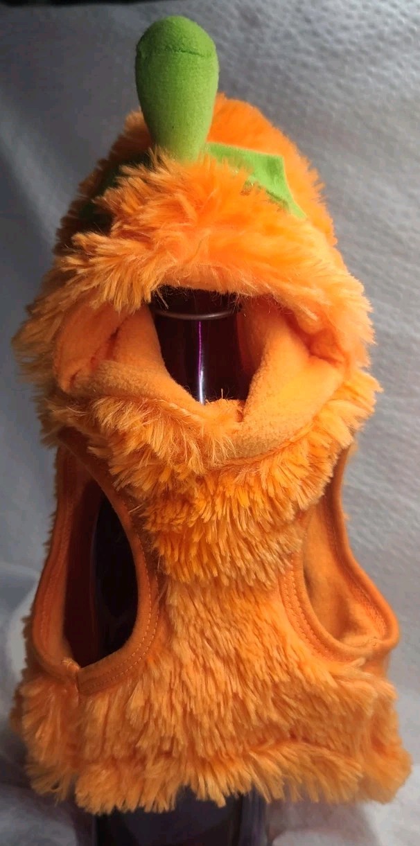 2 Xtra Small Dog Cat Sherpa Halter Collar Faux Suede Pumpkin Costume Plushie