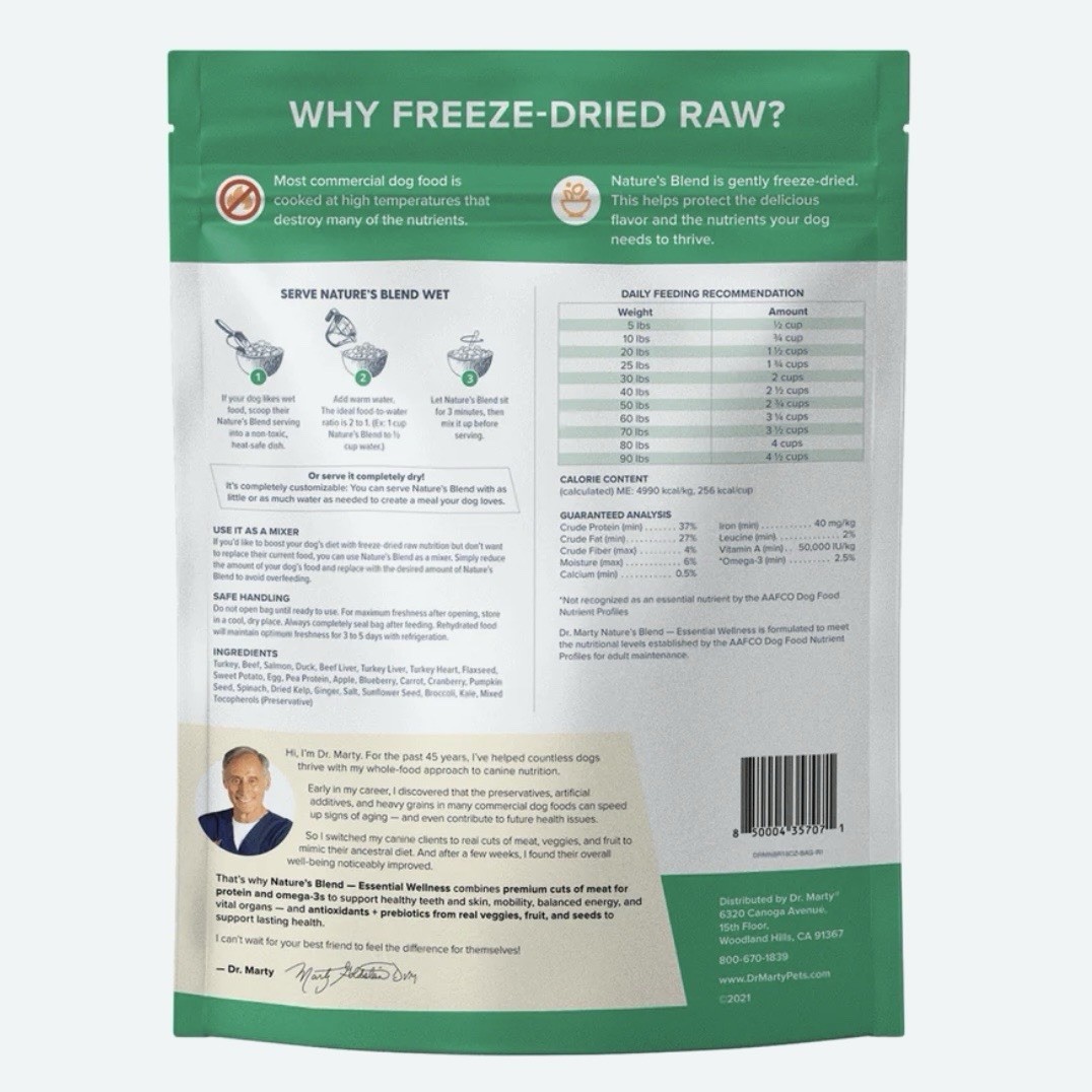 16 oz – Dr. Marty Nature’s Blend Essential Wellness Freeze-Dried Raw Dog Food