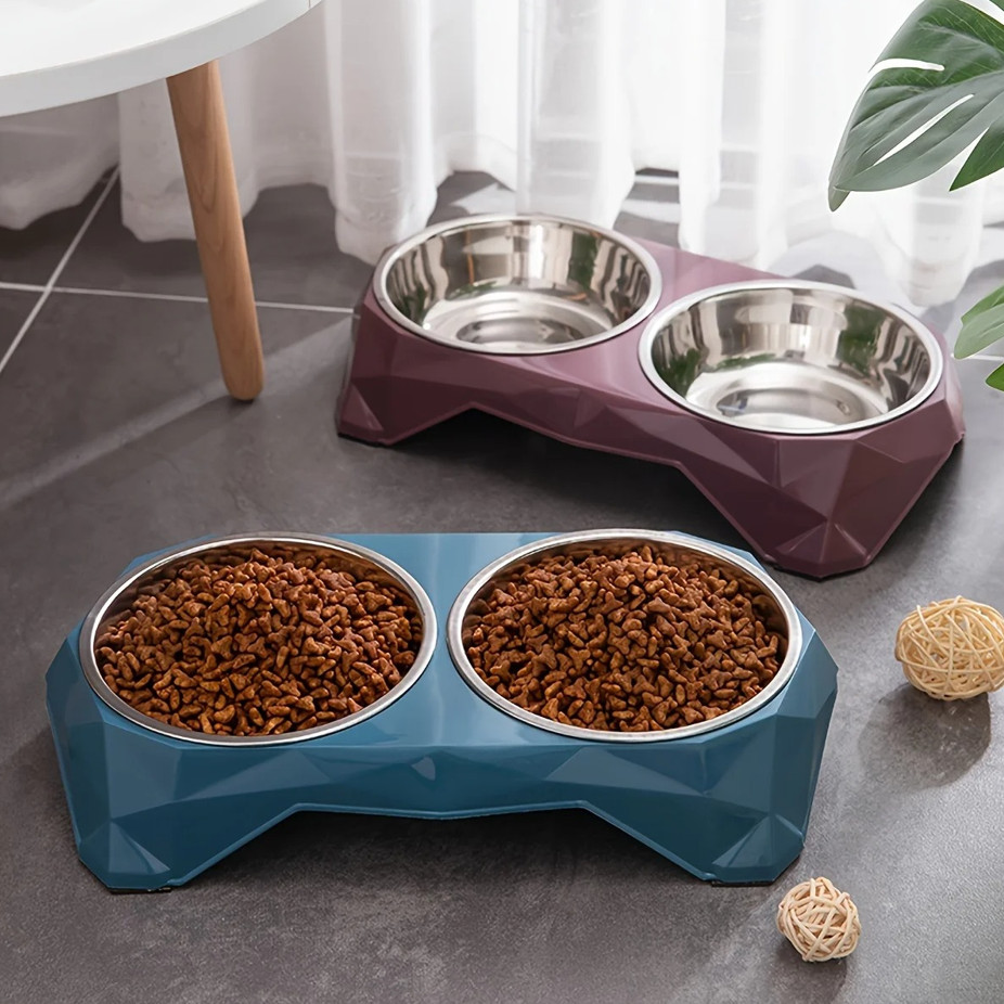 1 pc Stainless Steel Double Pet Bowl Large Capacity Dog Cat Feeder